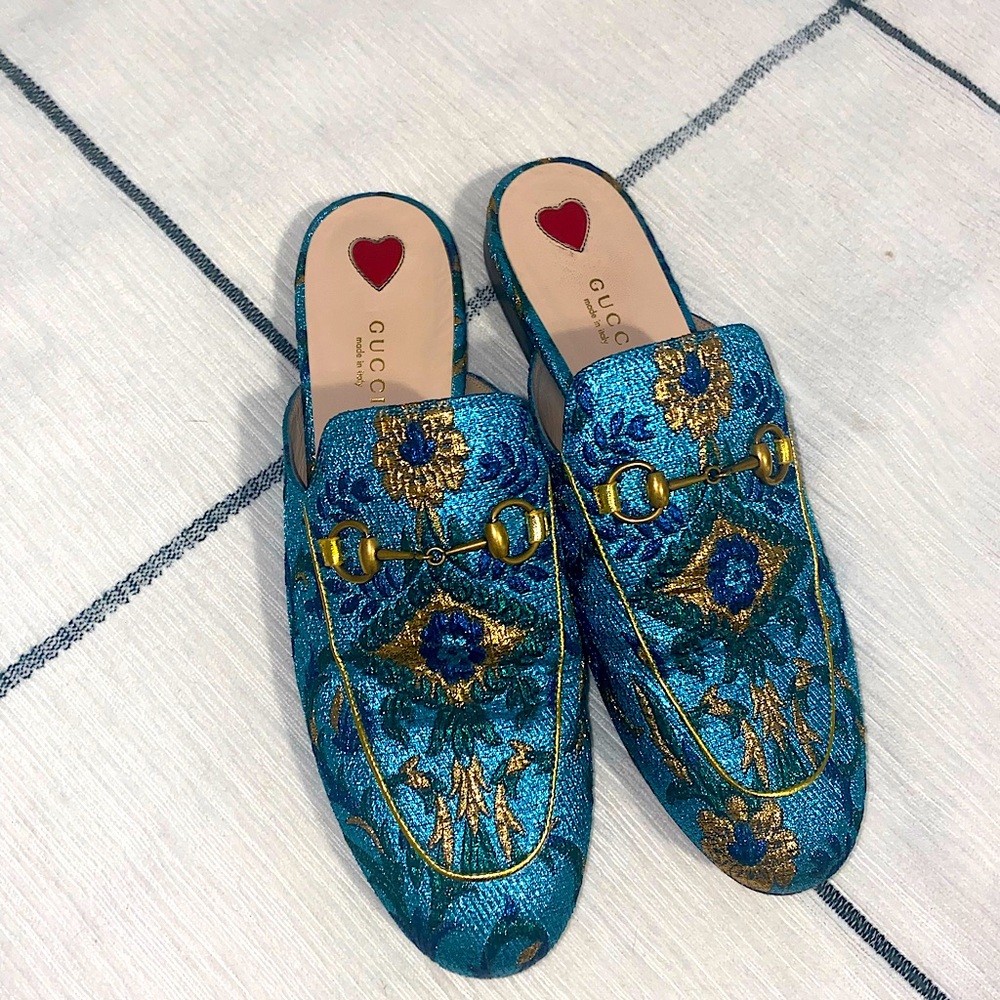 Gucci Azure Princetown Mules Size 39 with box